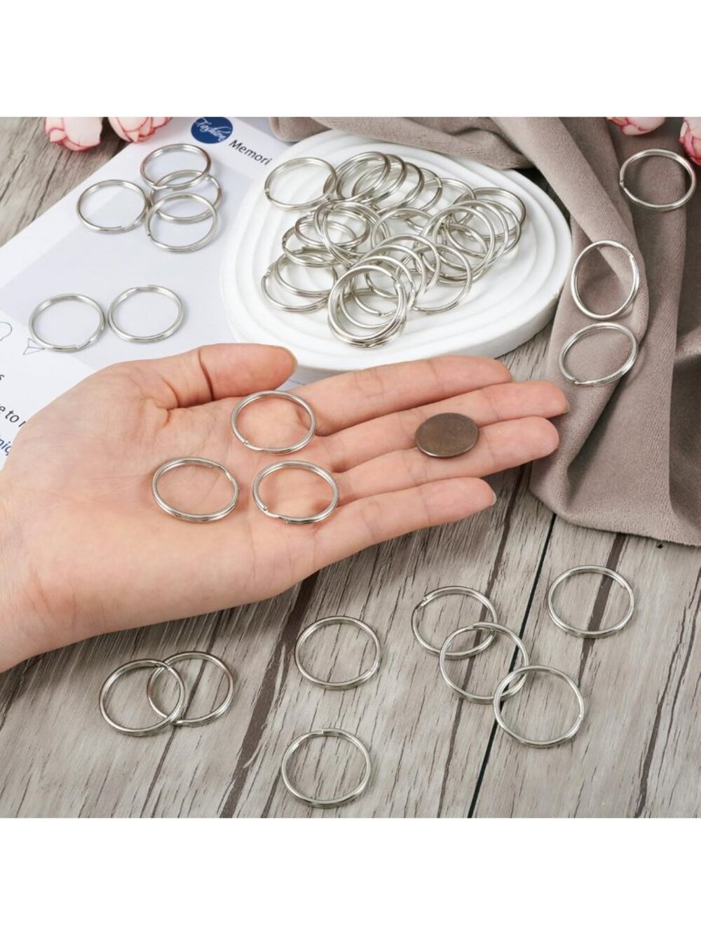 1000Pcs 25mm Round Split Key Ring Connectors - Metal Double Loop Keychain for - Picture 2 of 9